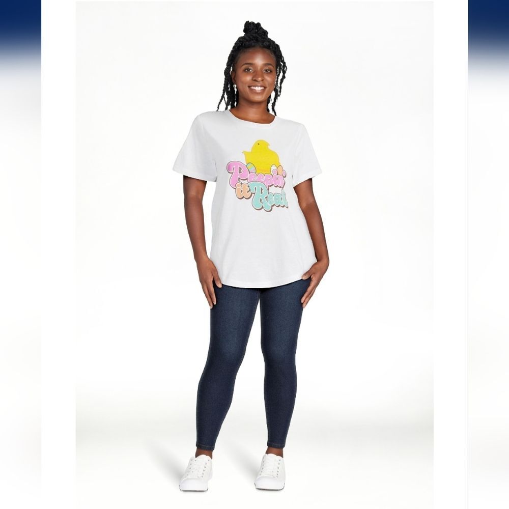 White Graphic T-Shirt with Colorful Print Size L ( 11-13)